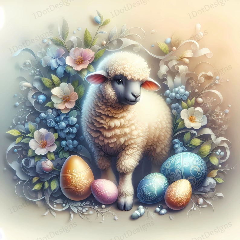 Easter Lamb Digital Paper 18 Jpegs, Easter Papers, Easter Backdrop