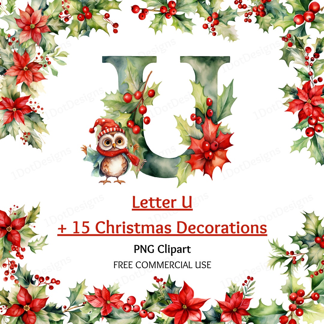 Christmas Letter U Clipart Bundle Christmas PNG Christmas Etsy