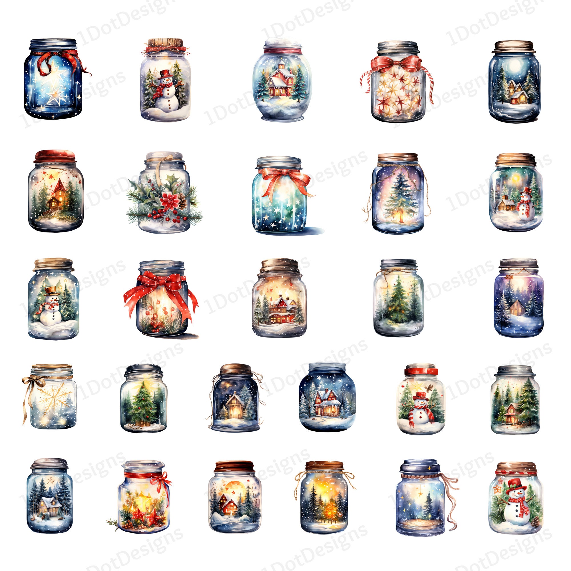 Christmas Jar Clipart Bundle Christmas PNG Christmas Etsy UK