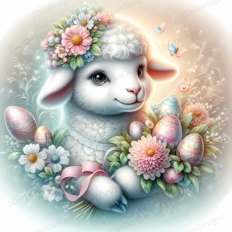 Easter Lamb Digital Paper 18 Jpegs, Easter Papers, Easter Backdrop
