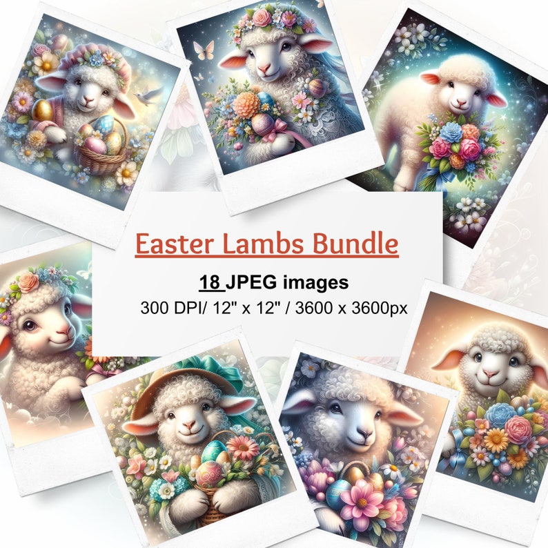 Easter Lamb Digital Paper 18 Jpegs, Easter Papers, Easter Backdrop
