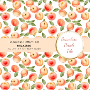 Pfirsich, digitales Papier, Pfirsich-nahtloses Muster, Pfirsich-Kulisse, Pfirsich-Sublimation, Scrapbooking-Muster, Pfirsich-Becher, sofortiger Download