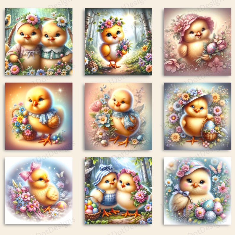 Easter Chick Digital Paper 18 Jpegs, Easter Papers, Easter Backdrop ...