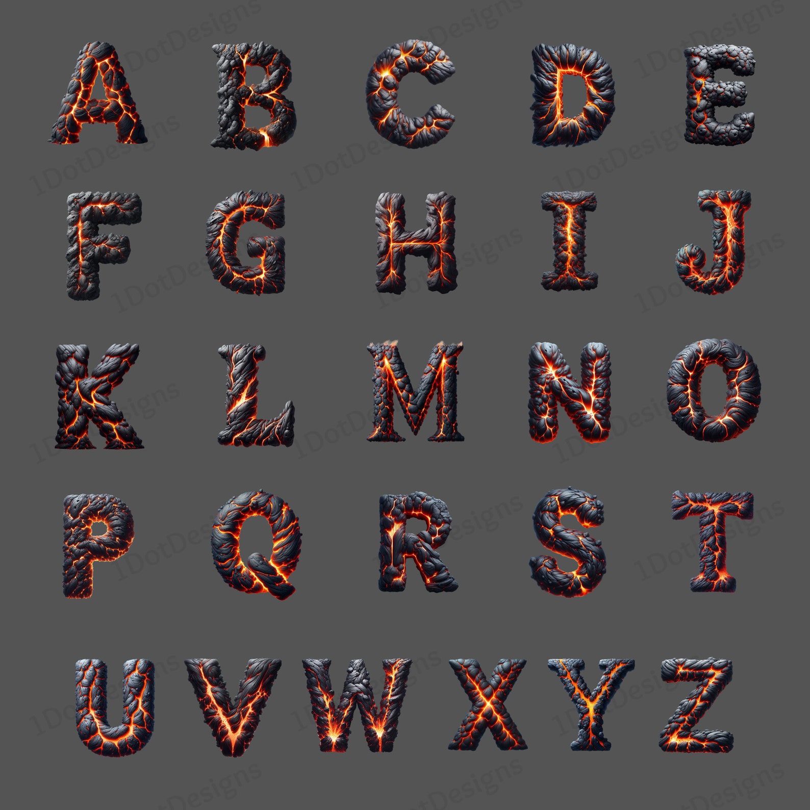 Fire Lava Lettering Design Lava Alphabet Clipart Bundle, Volcano Font, Fire Letters (digital ...