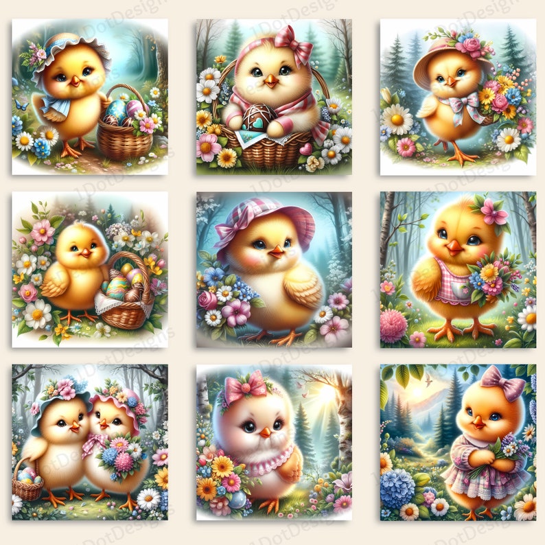 Easter Chick Digital Paper 18 Jpegs, Easter Papers, Easter Backdrop ...