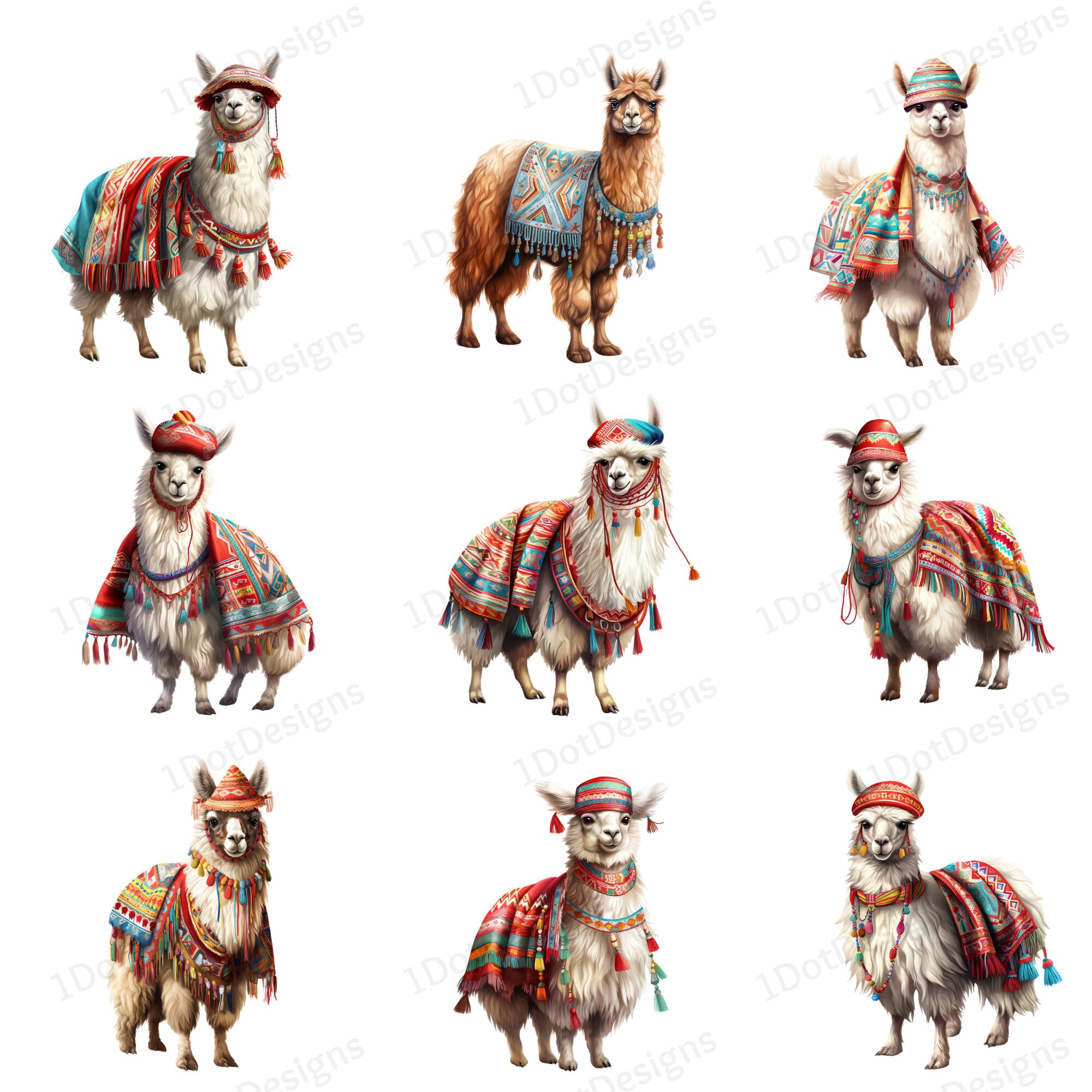 Peruvian Llama Clipart Bundle, Llama PNG, Alpaca Clipart, Llama Clipart, Peru Clipart ...