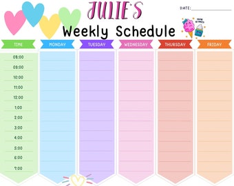 Editable Kids Weekly Planner, Home School Kids Schedule, Kids Weekly Schedule, Kids Daily Planner,Weekly Calendar, Homeschool Schedule