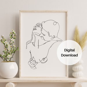 Elegant Sensual Line Art: Nude Couple Poster Represents One - Etsy