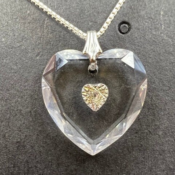 Vintage 1970's crystal heart pendant by Louie Rafael