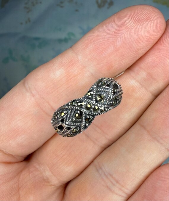 Vintage marcasite stacking ring - image 2