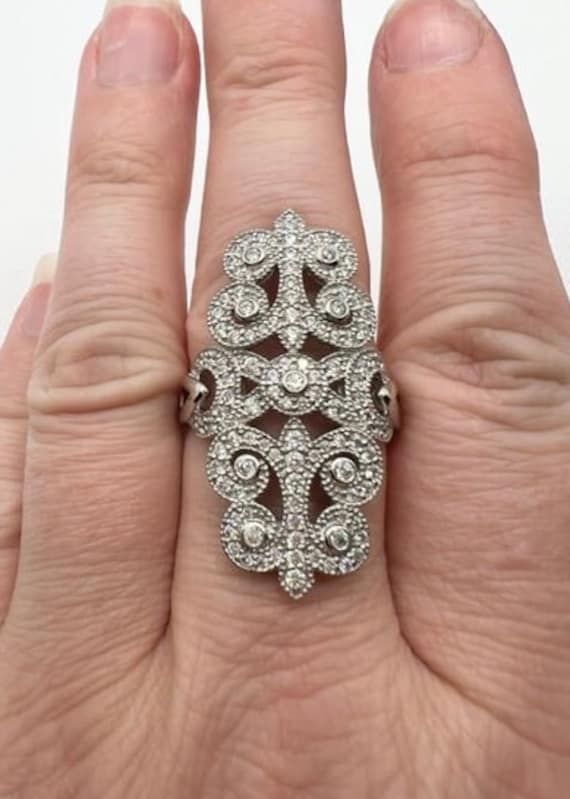 Vintage Art Deco style silver statement ring - image 1