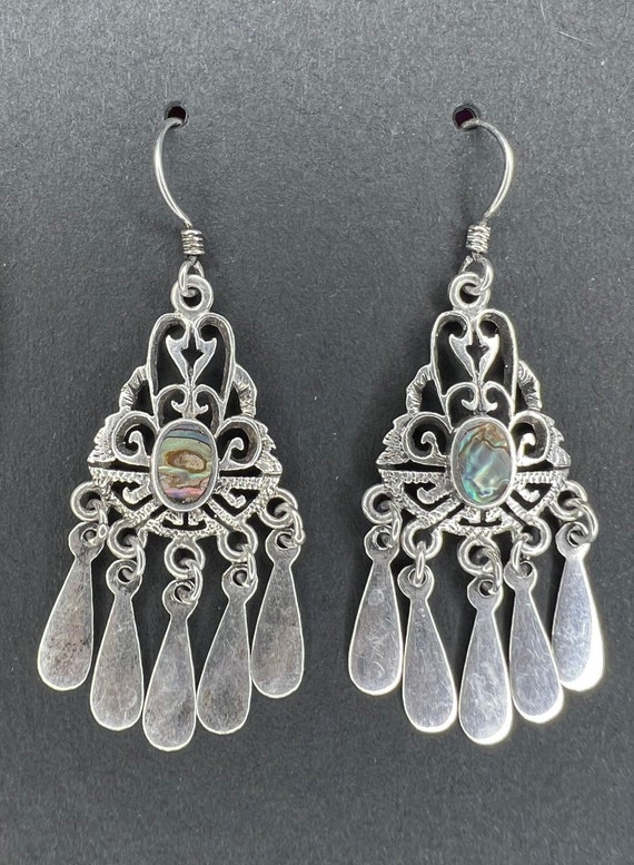Vintage silver scroll and shell earrings