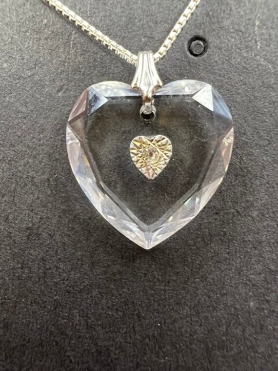 Vintage 1970's crystal heart pendant by Louie Rafael
