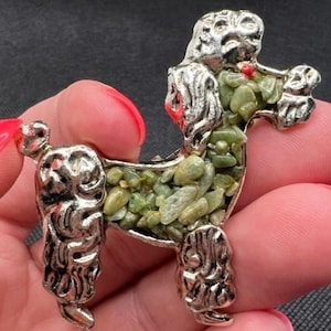1950&#39; silver toned poodle brooch