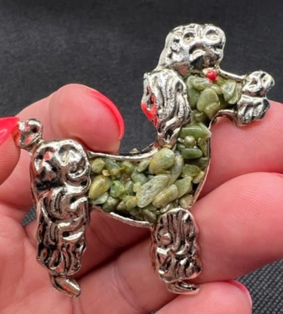 1950' silver toned poodle brooch