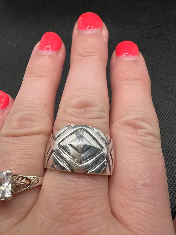 Vintage silver geometric ring - image 1