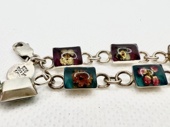 1990's sterling silver and resin flower bracelets - image 3