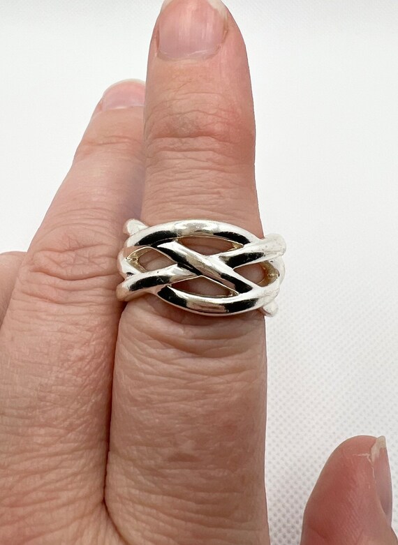 Vintage braided silver ring - image 1
