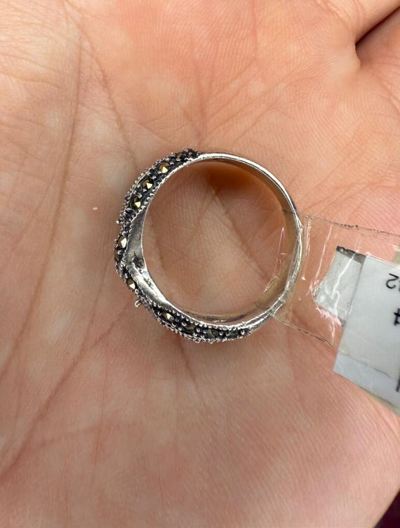 Vintage marcasite stacking ring - image 4