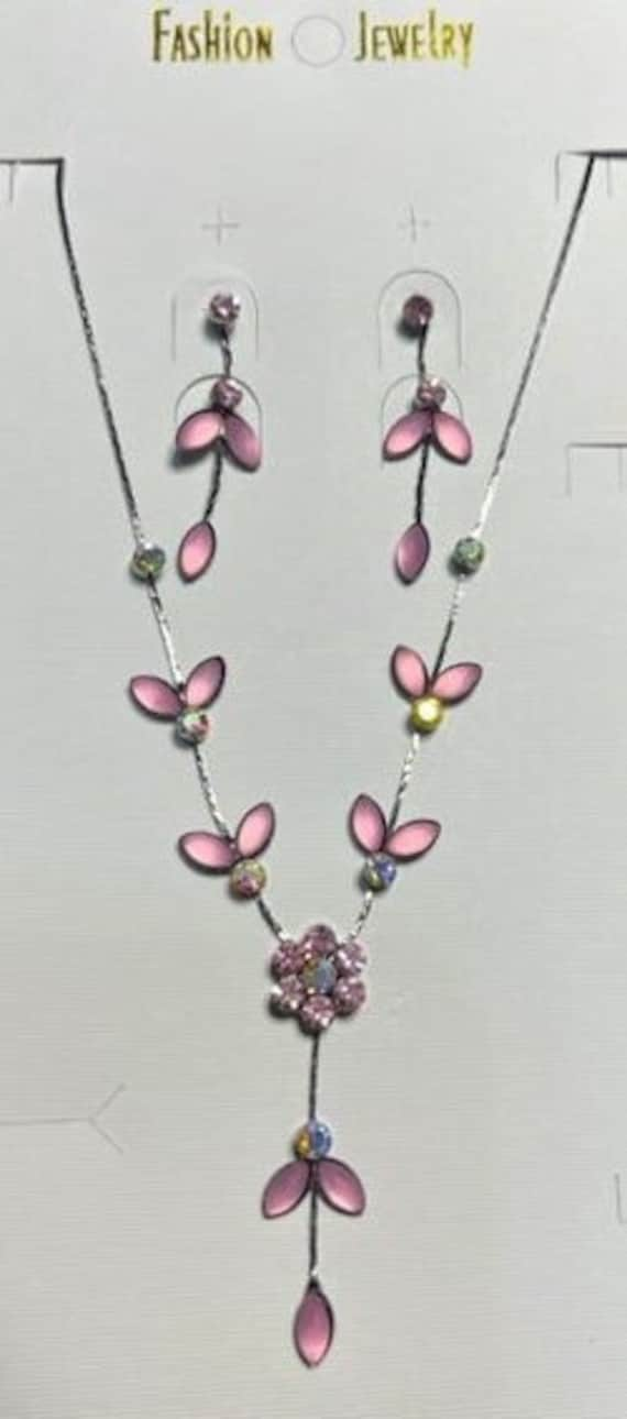 Vintage 1990's era pink fashion jewelry set - bran