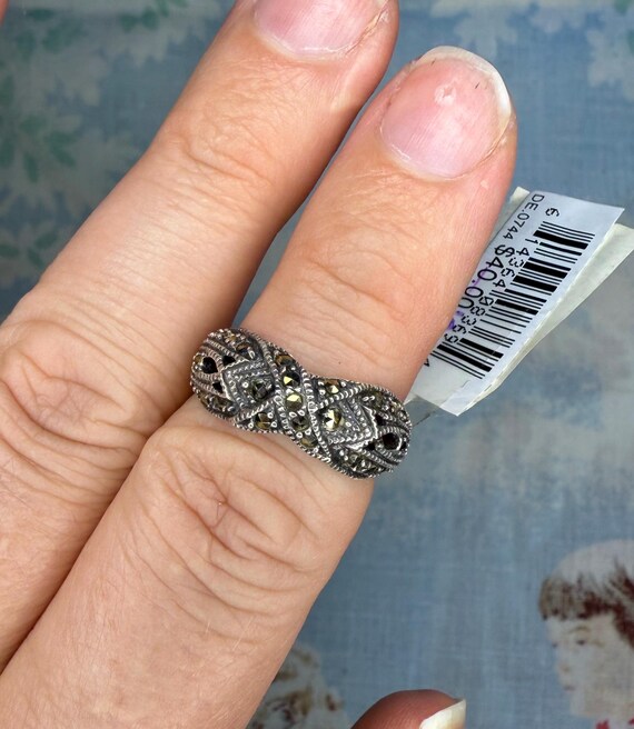 Vintage marcasite stacking ring - image 3