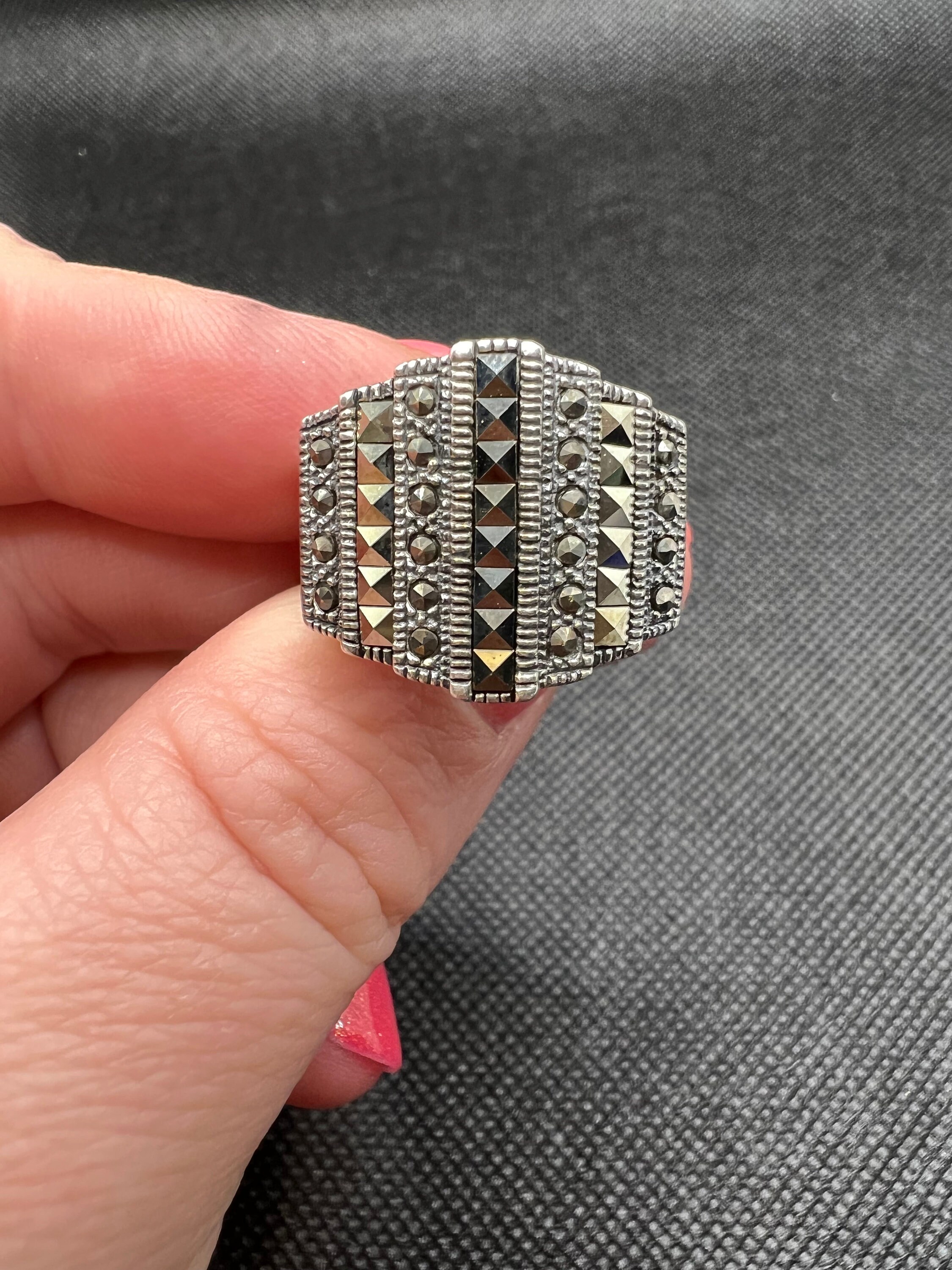 Vintage Sterling Silver Art Deco Marcasite Ring - Etsy