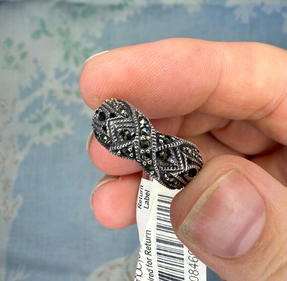 Vintage marcasite stacking ring - image 1