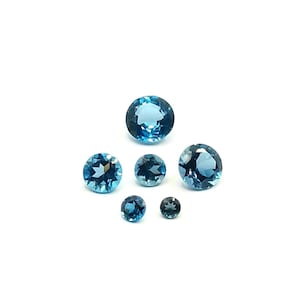 3mm - 8mm Topaz London Blue Round Faceted Natural Gemstone