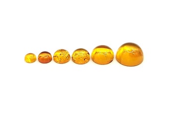 3mm - 12mm Light Amber Round Cabochon Natural Gemstone