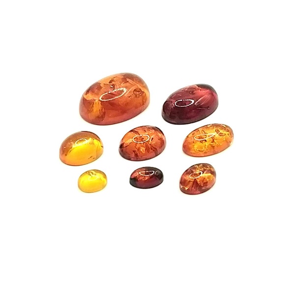 5x4 - 14x10mm Amber Cognac Oval Cabochon Natural Gemstone