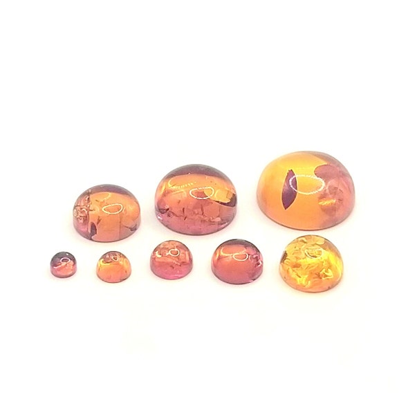 3 - 12mm Amber Cognac Round Cabochon Natural Gemstone