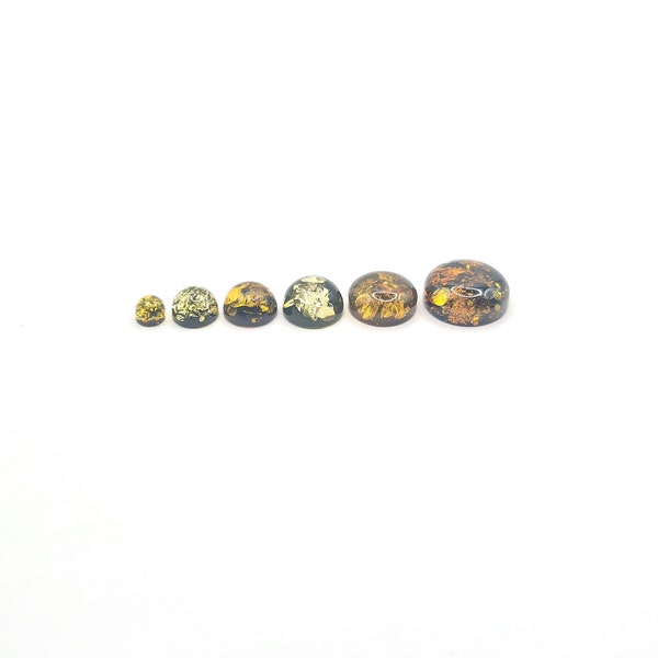 4 - 11mm Green Amber Round Cabochon Natural Gemstone