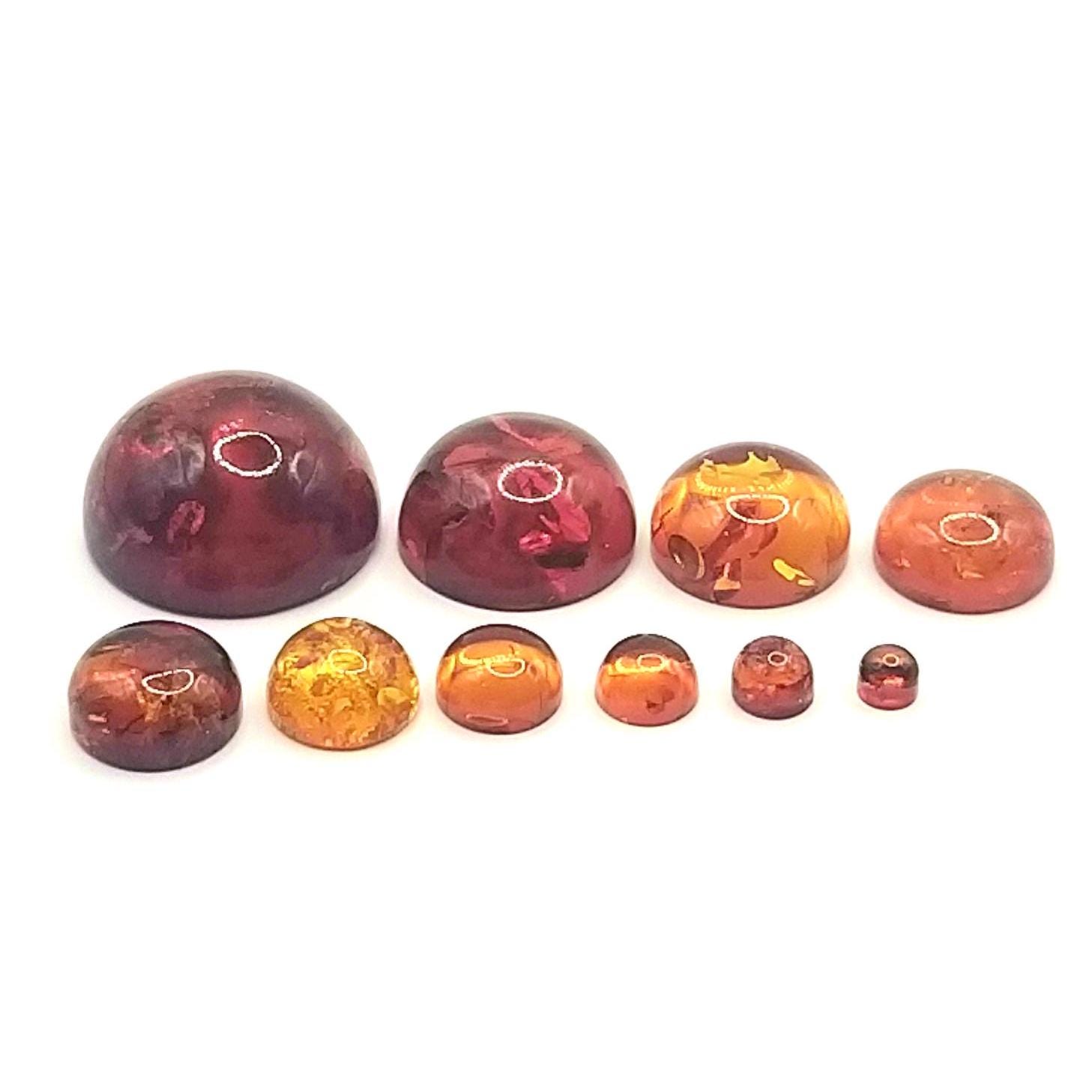 3mm - 15mm Amber Cognac Round Cabochon Natural Gemstone
