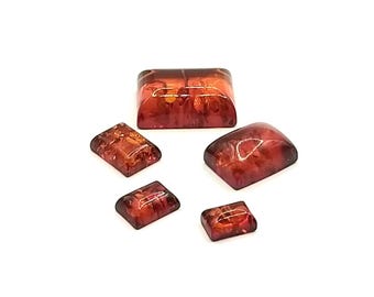 6x4mm - 14x10mm Amber Cognac Rectangle Cabochon Natural Gemstone