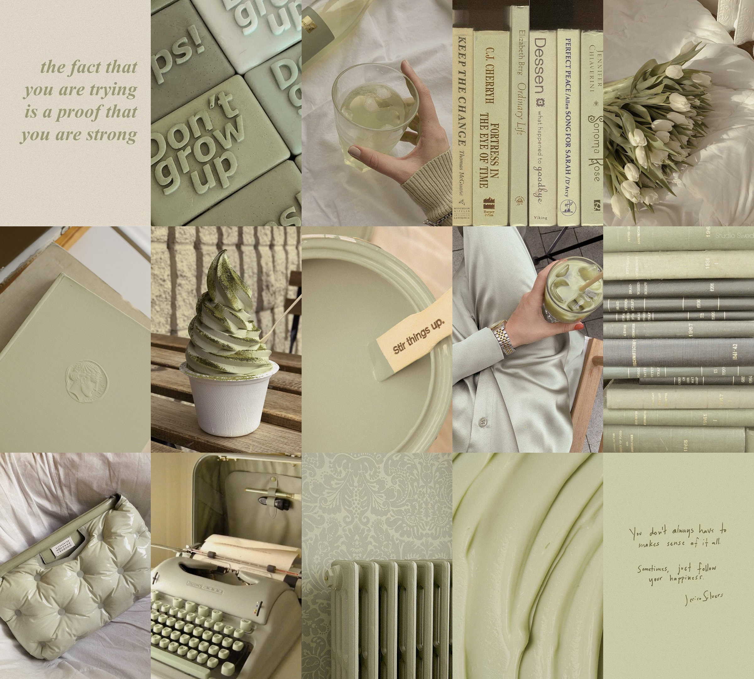 Boho Sage Green Collage Kit 30/60 Printed Cards Photo Wall Decor 4x6 or ...