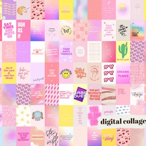 Positive Vibes Collage Kit | Sofortiger digitaler Download | 100 Drucke | Pastell Ästhetik | 10x10, 5x7, 8x10 | Druckbare Kunst