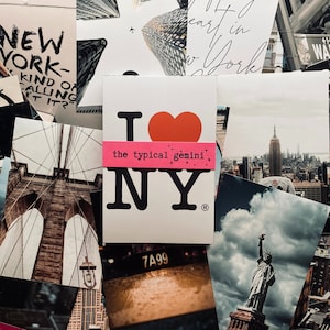 Kit de collage de la ville de New York | Impressions esthétiques NYC | 30/60/100 Photos | Ensemble d'oeuvres d'art murales | Décoration de dortoir | Cartes illustrées 4 x 6 ou 5 x 7 pouces