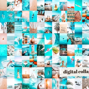 Vibrant Beach Collage Kit | Instant Digital Download | 100 Pieces | Digital Printable | Turquoise Waters Art | 4x6 to 8x10 Printables