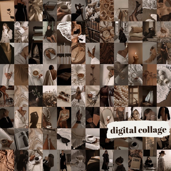 Brown Aesthetic 200pc *INSTANT DOWNLOAD* Digital Collage Kit | Neutral Aesthetic | 4x6, 5x7, 8x10 | Printable Wall Art