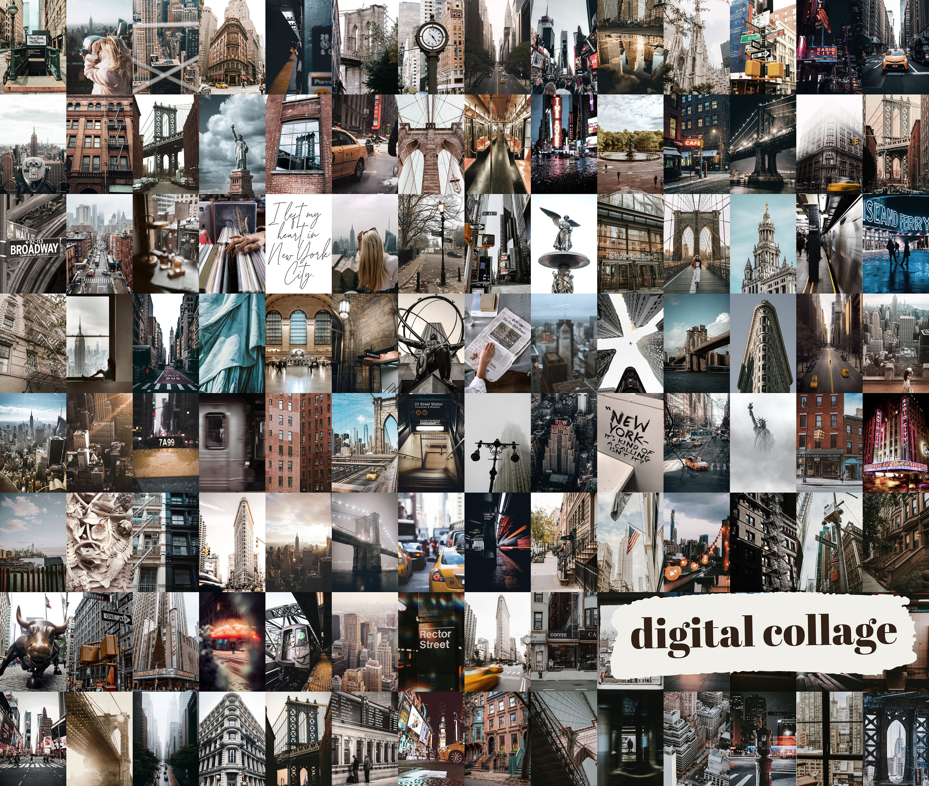 New York 125 Stück INSTANT DOWNLOAD Digital Collage Kit New York Ästhetik  4x6, 5x7, 8x10 Druckbare Wandkunst