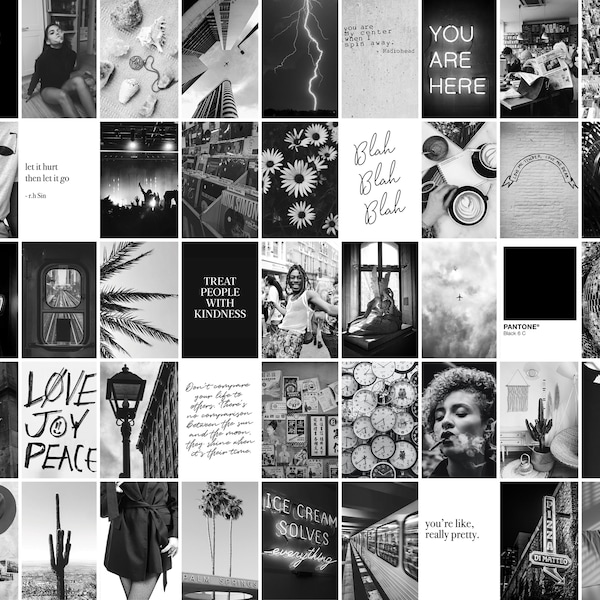 Wall Collage Kit Black and White - Etsy