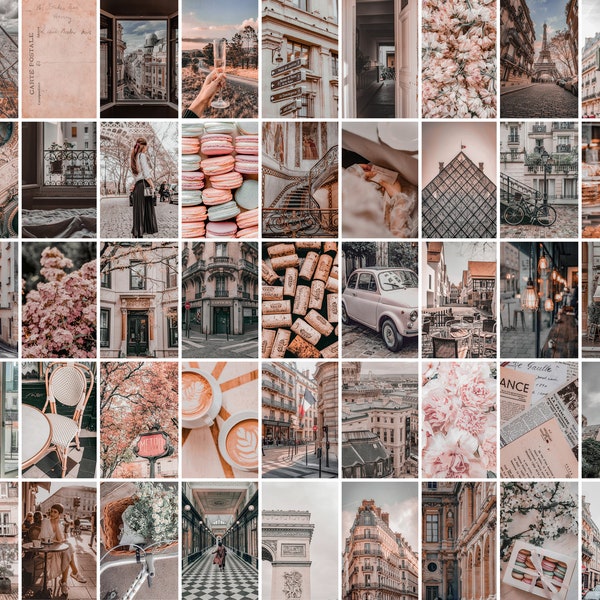 Paris PRINTED 30/60/100pc COLLAGE KIT | Paris Aesthetic | 4x6 or 5x7 | Photo cards | Physical Collage Prints | Wall Art