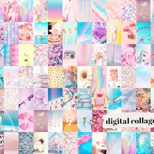Pastel Lover Digital Collage Kit  | 150pcs | Instant Download | Bright Pastel Aesthetic | Wall Art Prints | 4x6, 5x7, 8x10