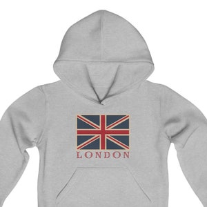 Enfants Londres Angleterre. Sweat à capuche London. Sweat à capuche Londres Angleterre. Sweat à capuche représentant le drapeau britannique. Sweat-shirt avec drapeau de Londres. Voyage dans les îles britanniques.