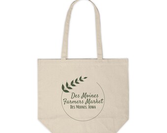 Canvas Shopping Tote. Des Moines Iowa. Reusable shopping bag. Des Moines Farmers market tote. Iowa tote bag. Farmers Market reusable bag.