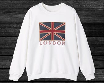 Londontröja Brittisk flagga Union Jack europeisk reseälskare Union Jack London souvenir rund halsringning dam herrtröja.