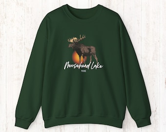 Moosehead Lake Maine New England travel womens sweatshirt camping fishing kayaking RV travel moose crewneck mens Maine sweatshirt adventure.