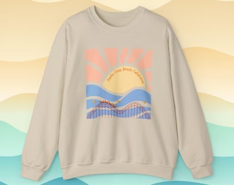 Santa Cruz Beach California Crewneck Sweatshirt California lover sun surf sand travel camping roller coaster Beach lover coastal shirt.