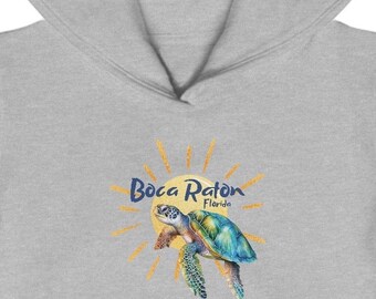 Kids Boca Raton Florida hoodie youth Boca Raton sweatshirt sea turtle lover Boca Raton hoodie for kids sea turtle sweatshirt Florida travel.