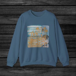 Retro Beach Palm Trees Crewneck Sweatshirt - California Travel Vacation, Unisex Jumper, LA Souvenir Gift, Vintage Style Top, Men Women